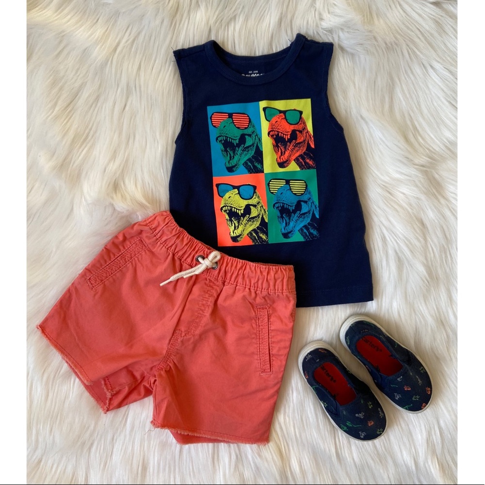 Carter’s neon orange and blue shirt set 18M